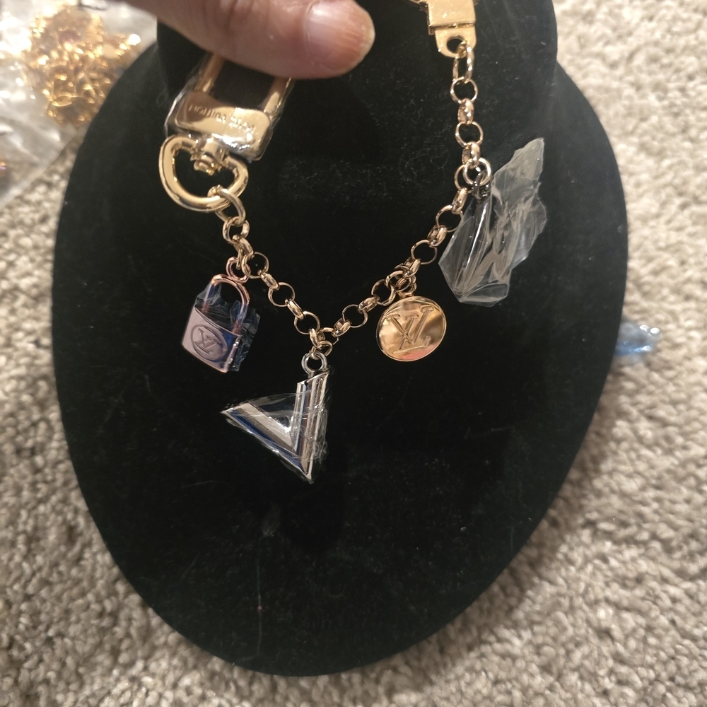 LV Gold and Silver Charm Keychain - Picture 10 of 11